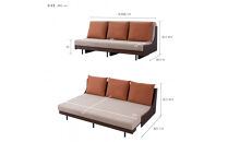 【Exらくらくカバー(同色)セット】&nbsp;ソファベッド&nbsp;セミダブル&nbsp;幅200cm&nbsp;フォース&nbsp;Exごろ寝ソファ&nbsp;ごろ寝ソファ&nbsp;＜03.ブラウン×ベージュ(オレンジ)＞&nbsp;【モーブル／大川家具】