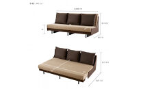 【Exらくらくカバー(同色)セット】&nbsp;ソファベッド&nbsp;セミダブル&nbsp;幅200cm&nbsp;フォース&nbsp;Exごろ寝ソファ&nbsp;ごろ寝ソファ&nbsp;＜06.&nbsp;ブラウン×ベージュ(ブラウン)＞&nbsp;【モーブル／大川家具】