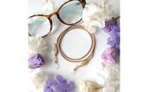 〈紐タイプ〉グラスコード　メガネチェーン　メガネストラップ　チェコビーズ　軽量【ベージュ系】