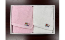 ＼年内発送／ 折り鶴再生甘撚りフェイスタオルセット ピンク、ホワイト2枚セット