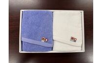 ＼年内発送／ 折り鶴再生甘撚りフェイスタオルセット ブルー、ホワイト2枚セット