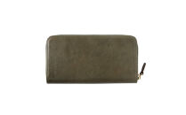 「千菱」 ラウンド 長財布 栃木レザーWコガシ /カーキ L001