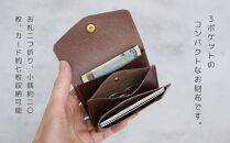 【革工房Rim】3ポケット ミニ財布 〈赤×ベージュ糸〉 [ 京都 財布 ハンドメイド コンパクト 本革 ウォレット 人気 おすすめ さいふ 革 レザー 手作り クラフト ギフト プレゼント お取り寄せ 通販 送料無料 ふるさと納税 ]