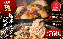 焼肉　魂　塩ホルモン100g×2　ジンギスカン280g×2&nbsp;【&nbsp;お肉&nbsp;焼肉&nbsp;焼き肉&nbsp;やきにく&nbsp;タレ&nbsp;漬け&nbsp;付き&nbsp;味付き&nbsp;にく&nbsp;小分け&nbsp;個包装&nbsp;冷凍&nbsp;BBQ&nbsp;アウトドア&nbsp;キャンプ&nbsp;人気&nbsp;北海道&nbsp;簡単調理&nbsp;焼くだけ&nbsp;お取り寄せ&nbsp;旭川市&nbsp;北海道&nbsp;】_04956