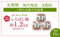 梅干し&nbsp;しらぼし梅&nbsp;約1.2kg（約400g×3）塩のみ&nbsp;無添加&nbsp;大粒&nbsp;紀州南高梅&nbsp;塩分約15％&nbsp;和歌山県産&nbsp;[&nbsp;定期便&nbsp;毎月発送・全6回&nbsp;]