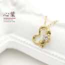 【心葉/京都kokoroba&nbsp;kyoto】K18&nbsp;天然ダイヤモンド&nbsp;葵×ハートモチーフネックレス