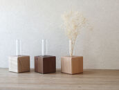 スクエアキューブ花瓶｜無垢材使用の木製一輪挿し〈3点セット〉