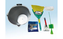 【セット】墓参りセット（シルバーバケツ8L、ミニスター＆チリトリ、ハードタイルブラシ、ビン洗い、根かきくまで）