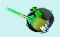 【セット】墓参りセット（シルバーバケツ8L、ミニスター＆チリトリ、ハードタイルブラシ、ビン洗い、根かきくまで）