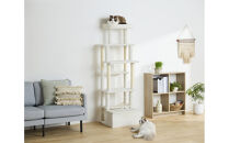 ペット&nbsp;収納付きファブリックキャットタワー&nbsp;SFC-157&nbsp;ホワイト