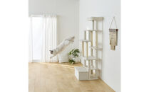 ペット&nbsp;収納付きファブリックキャットタワー&nbsp;SFC-157&nbsp;ホワイト