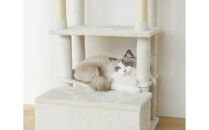 ペット&nbsp;収納付きファブリックキャットタワー&nbsp;SFC-157&nbsp;ホワイト