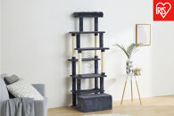 ペット&nbsp;収納付きファブリックキャットタワー&nbsp;SFC-157&nbsp;ダークグレー