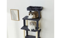 ペット&nbsp;収納付きファブリックキャットタワー&nbsp;SFC-157&nbsp;ダークグレー