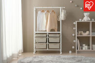 キッズ収納ハンガーラック KHR-800 ホワイト/ベージュ