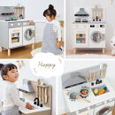 【完成品でお届け】ランドリー付きおままごとキッチン（グレー）おままごと&nbsp;キッチン&nbsp;コンパクト&nbsp;おもちゃキッチン&nbsp;ごっこ遊び&nbsp;光る&nbsp;音が鳴る&nbsp;木製&nbsp;小物セット&nbsp;おなべ&nbsp;フライパン&nbsp;料理器具&nbsp;EKANTC001655-0-GY