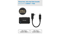 L字コネクターのショートケーブル付き&nbsp;ポータブルSSD　Gシリーズ　4TB