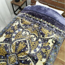 【シングルサイズ】贅沢カシミヤウール混わた入り嵩高毛布&nbsp;ブルー1枚&nbsp;CAK-161-BL