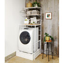 天井が低くても置けるカフェスタイルランドリーラック 棚3段 高さ172～222cm【ホワイト】_1904000793_01