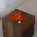 木製キャンドルホルダー&nbsp;キューブ型&nbsp;ウォールナット&nbsp;LEDキャンドル専用