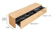 TVボード VISTA W1600 右引出し ナチュラルクリア_05105