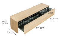 TVボード VISTA W1600 右引出し チャコールグレー_05109