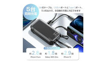 【ホワイト】モバイルバッテリー ACアダプター 15000mAh 55.5Wh 防災電源 コンセント一体型 Type-C出入力ポート+USB出力ポート+3本ケーブル内蔵 5台同時充電 PD20W 折りたたみ式プラグ iPhone/iPad/Android各機種対応 90日安心保証付き PSE認証済