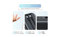 【ホワイト】モバイルバッテリー ACアダプター 15000mAh 55.5Wh 防災電源 コンセント一体型 Type-C出入力ポート+USB出力ポート+3本ケーブル内蔵 5台同時充電 PD20W 折りたたみ式プラグ iPhone/iPad/Android各機種対応 90日安心保証付き PSE認証済