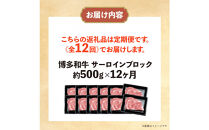 博多和牛&nbsp;サーロインブロック&nbsp;定期便全12回&nbsp;計約6kg(約500g×12回)