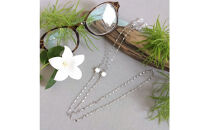 【小さなシェル猫】メガネチェーン　サージカルステンレス　アレルギー対応　白蝶貝　ネコモチーフ　天然石　プレゼント　ギフト　