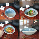 信楽焼 陶器製 たわみ小鉢 (蒼流)