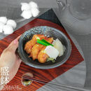 信楽焼 陶器製 たわみ小鉢 (黒雹)