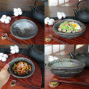 信楽焼 陶器製 たわみ小鉢 (黒雹)