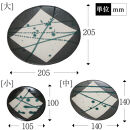 信楽焼 雫シリーズ 変形黒皿緑雫丸皿3点セット（大/中/小）
