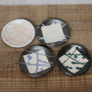 信楽焼 雫シリーズ 変形小皿4色セット（青雫/緑雫/白雫/桃雫）