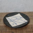 信楽焼 陶器製 雫シリーズ 変形黒皿青雫大皿 パスタ皿