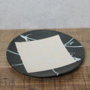 信楽焼 陶器製 雫シリーズ 変形黒皿白雫大皿 パスタ皿