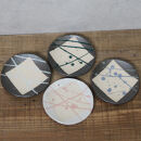 信楽焼 雫シリーズ 変形取り皿4色セット（青雫/緑雫/白雫/桃雫）