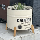 ドラム缶プランター&nbsp;【本体ベージュ×脚ナチュラル色】