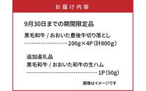 【期間限定】小分けで便利な4パック!豊後牛切り落し計800g+おおいた和牛の贅沢生ハム50g×1パック_2592R