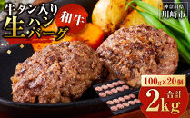 牛タン”入り”和牛生ハンバーグ　100g×20pc　合計2kg【1月発送】