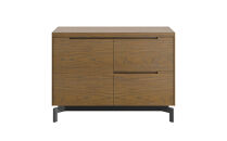 キャビネット&nbsp;ASC&nbsp;片開き扉＋2段引出し＜脚＞メタリックグレー&nbsp;マロンブラウン_05181