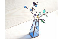 ステンドグラスの一輪挿し（ブルー）