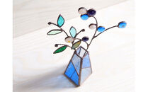 ステンドグラスの一輪挿し（ブルー）