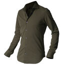 DJS-002&nbsp;decollouomo&nbsp;メンズドレスシャツ長袖（生地／コンコルド）オリーブ／Lサイズ