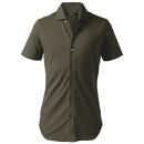 DJS-004&nbsp;decollouomo&nbsp;メンズドレスシャツ半袖（生地／コンコルド）オリーブ／Lサイズ