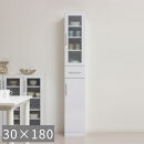 食器棚&nbsp;ヌーヴォー&nbsp;幅30&nbsp;高さ180&nbsp;ホワイト&nbsp;&nbsp;キッチンラック&nbsp;白&nbsp;AKU1045057