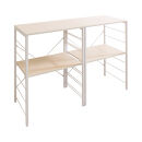 キッチンカウンター&nbsp;ナチュラル×ホワイト&nbsp;ゴミ箱上ラック&nbsp;幅60cm×2台&nbsp;幅120cm&nbsp;AVD104492201