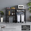 キッチンカウンター&nbsp;ブラウン×ブラック&nbsp;ゴミ箱上ラック&nbsp;幅60cm×2台&nbsp;幅120cm&nbsp;AVD104492202