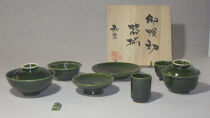 お食い初め 食器セット 木箱入り 【カラー：緑釉】